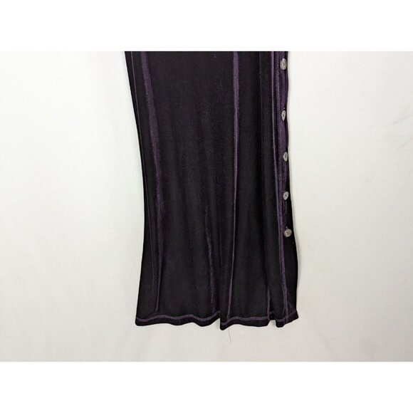 Vintage 90s Cynthia Max S Purple Velvet Overall Bib Dress Button Up Side Phoebe - Picture 7 of 12